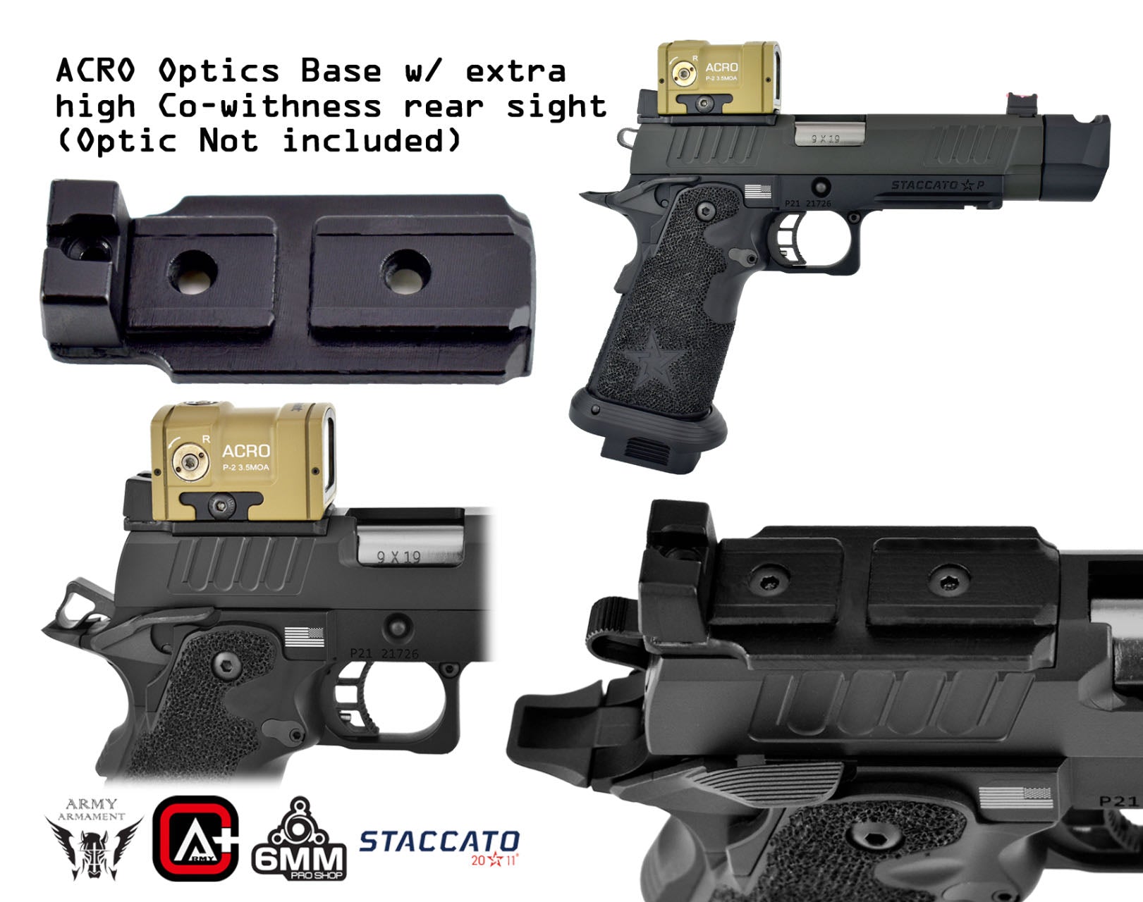 Army Armament Deluxe Ver. Licensed Staccato P Comp 2011 Airsoft Gas Blowback Pistol