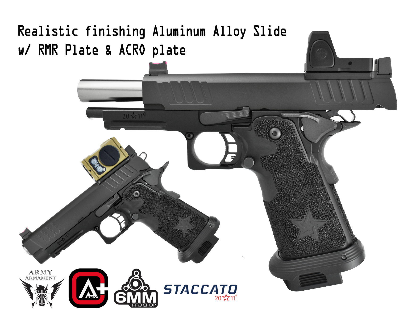 Army Armament Deluxe Ver. Licensed Staccato P 2011 Airsoft Gas Blowback Pistol