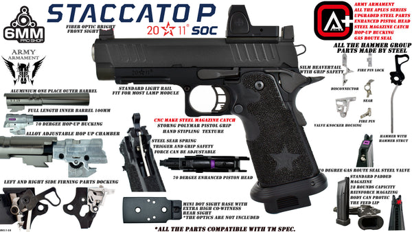 Army Armament Deluxe Ver. Licensed Staccato P 2011 Airsoft Gas Blowback Pistol