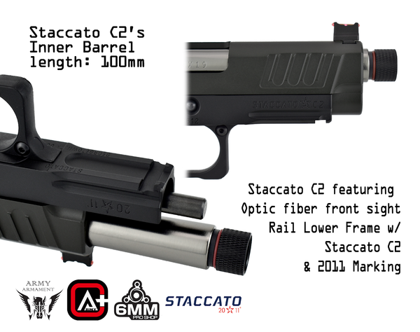 Army Armament Deluxe Ver. Licensed Staccato C2 2011 Airsoft Gas Blowback Pistol