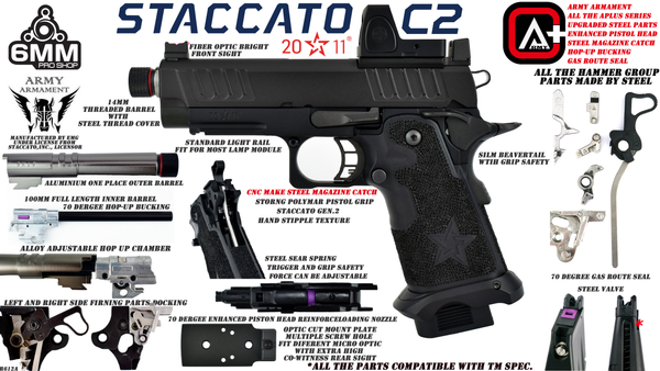 Army Armament Deluxe Ver. Licensed Staccato C2 2011 Airsoft Gas Blowback Pistol