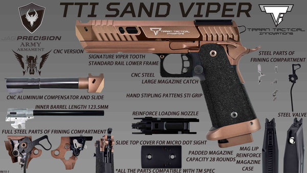 Army Armament Deluxe CNC Ver. TTI Licensed Sand Viper Airsoft Gas Blowback Pistol