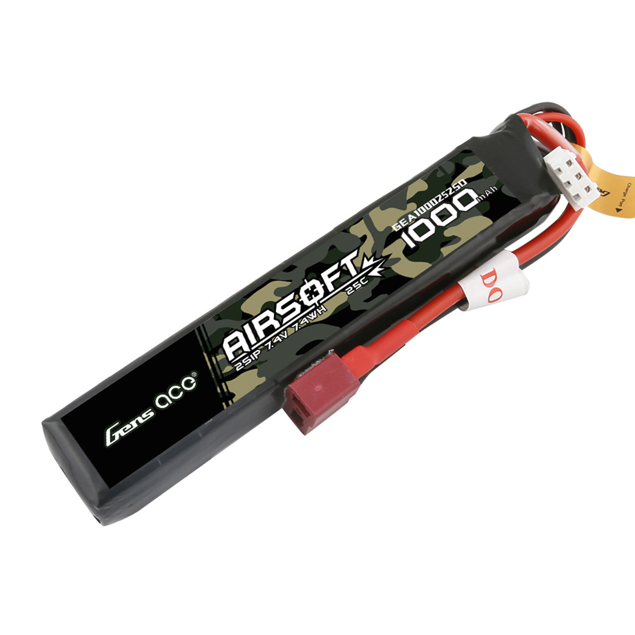 Gens Ace 1000mAh 2S 25C 7.4V Stick Airsoft Battery - Deans Plug | Gens Ace