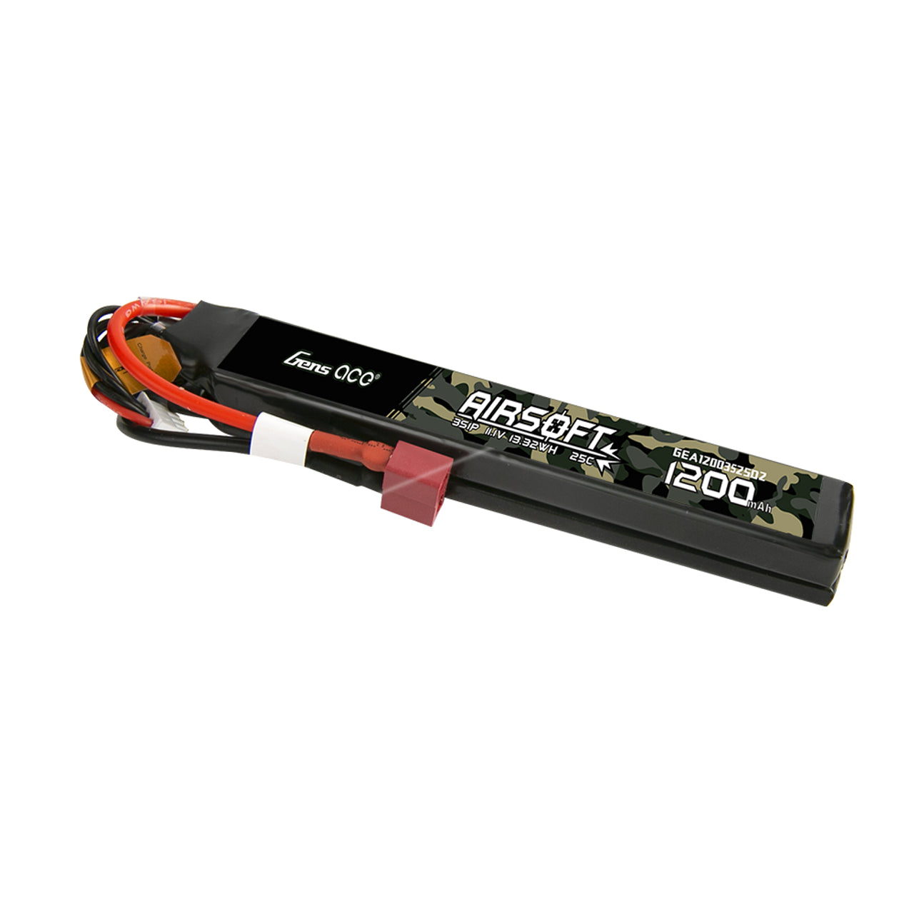 Gens Ace 1200mAh 3S 11.1V 25C Nunchuck Airsoft Gun Battery – Dean Plug | Gens Ace