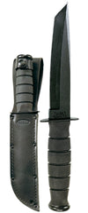 Ka-Bar 1254 Short Tanto Fixed Blade Combat Knife – Black, Leather Sheath | Ka-Bar