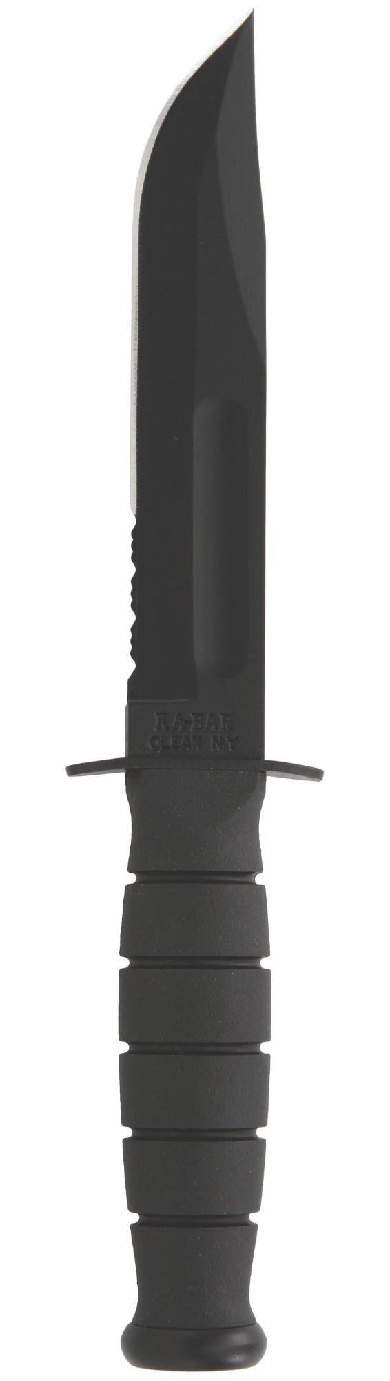 Ka-Bar 1257 Short Combat Knife w/ Black Leather Sheath - Half Serrated | Ka-Bar