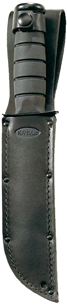 Ka-Bar 1257 Short Combat Knife w/ Black Leather Sheath - Half Serrated | Ka-Bar