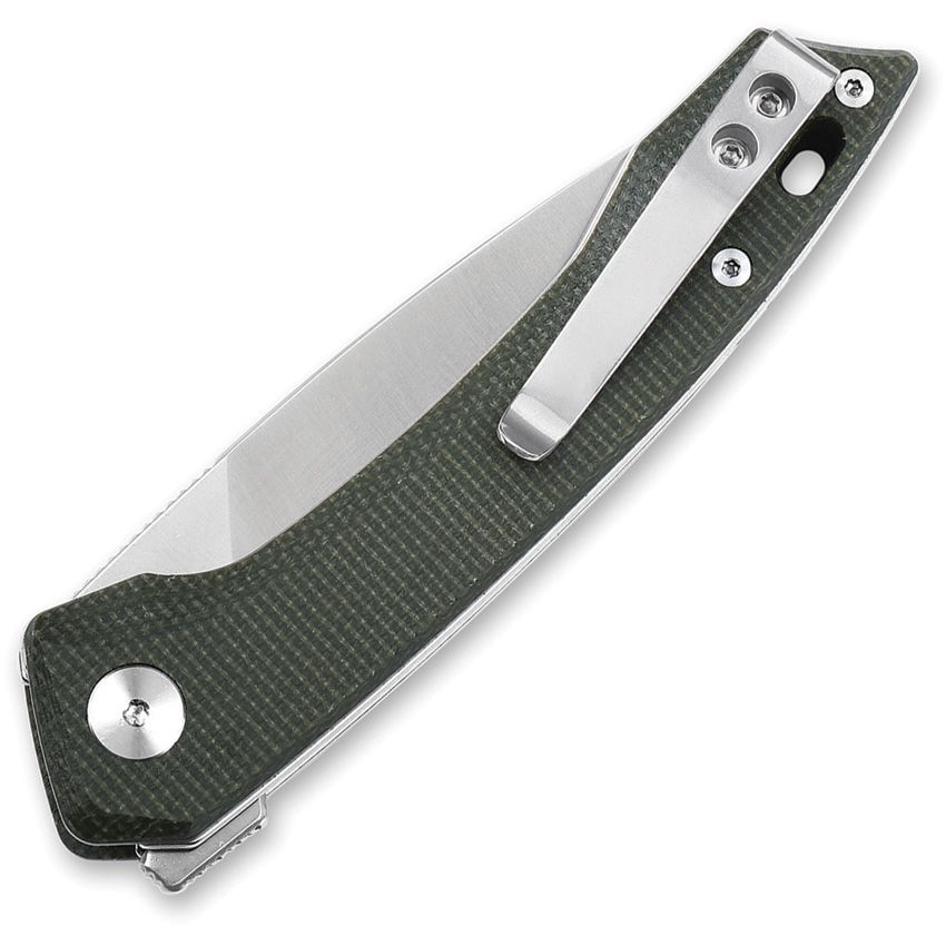 QSP Knives Leopard Flipper Folding Knife – Green Micarta | QSP Knives