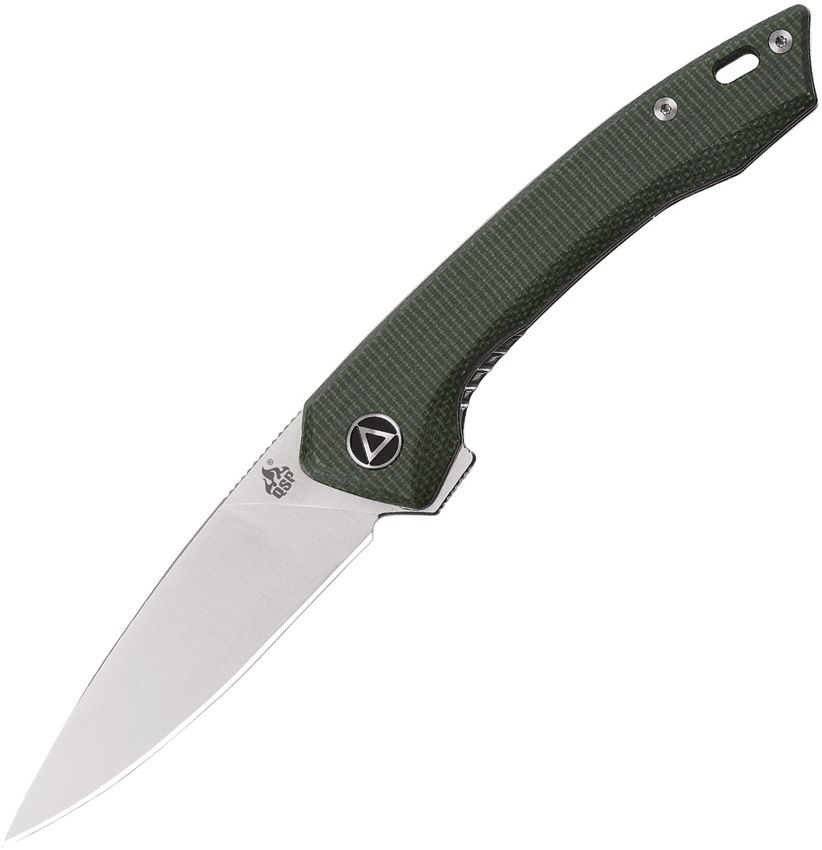 QSP Knives Leopard Flipper Folding Knife – Green Micarta | QSP Knives