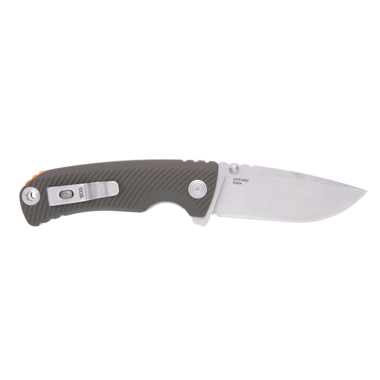 SOG Tellus ATK Flipper Folding Knife – Olive Drab w/ Orange Spacer | SOG Knives