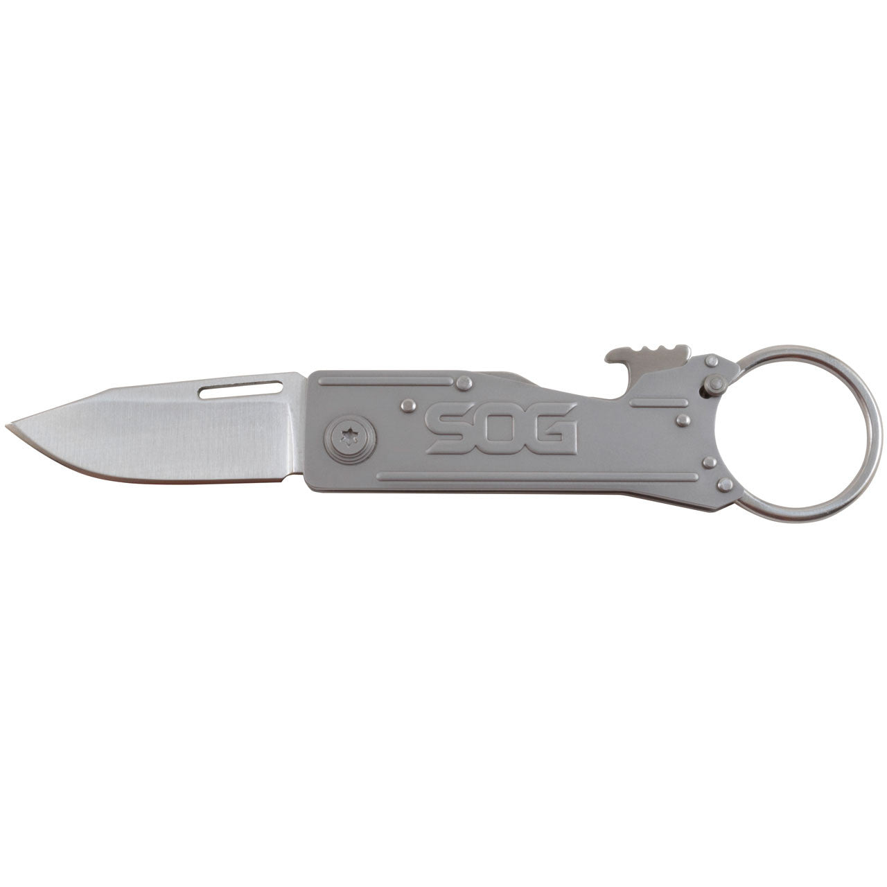 SOG Keytron Keychain Folding Knife - Silver | SOG Knives