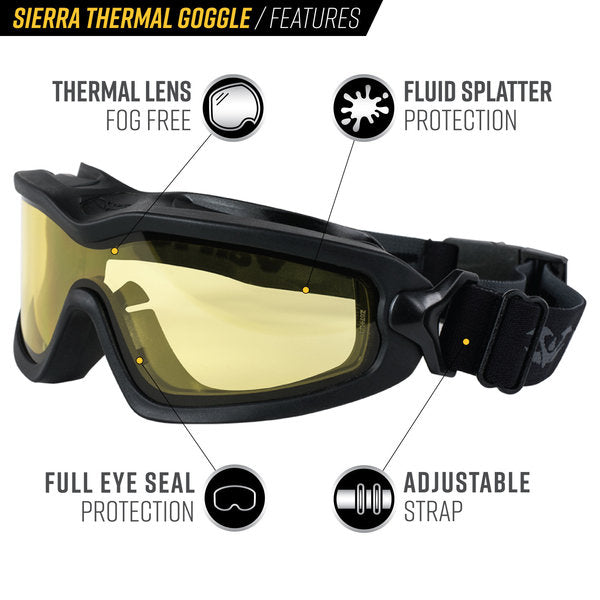 Valken Sierra Airsoft Goggles w/ Thermal Anti-Fog Lens – Yellow Lens | Valken