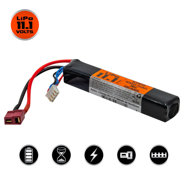 Valken LiPo 11.1V 1000mAh 15C Stick Airsoft Battery – Deans/T-Plug | Valken