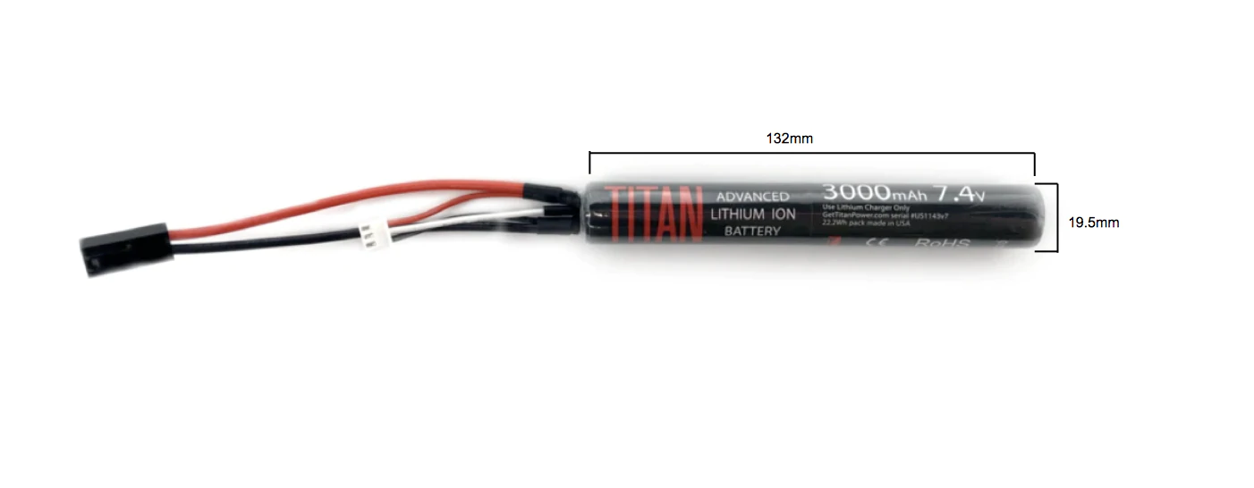 Titan 7.4v 3000mAh Li-ion Stick Airsoft Battery – Tamiya | Titan