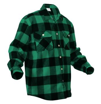 Extra Heavyweight Buffalo Plaid Flannel Shirt – Green Plaid | Rothco